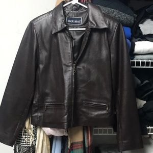 Saguaro chocolate brown leather jacket Size Small
